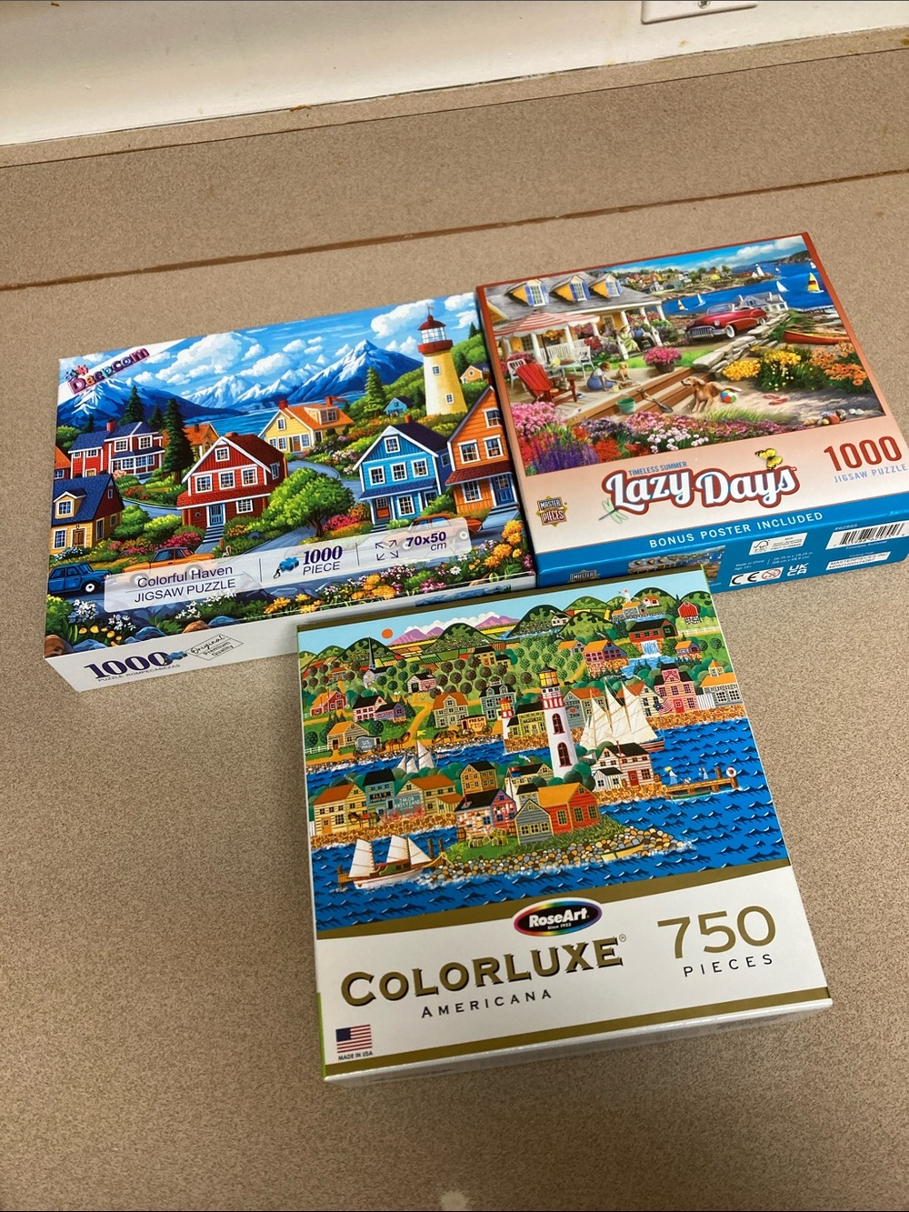 3 puzzles:: 1- 750-Piece, 2- 1000 piece